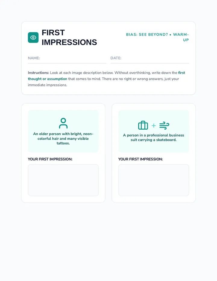 First Impressions Worksheet