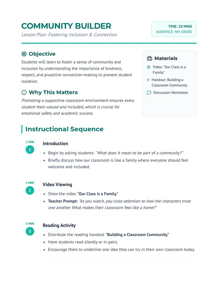 Community Builder Lesson Plan
