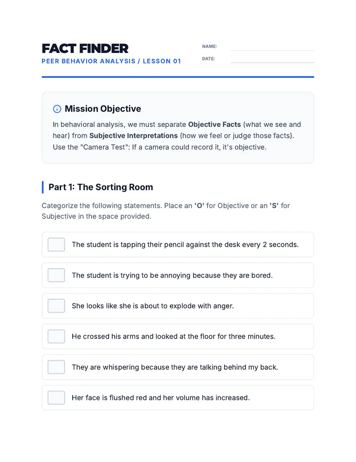 Fact Finder Worksheet