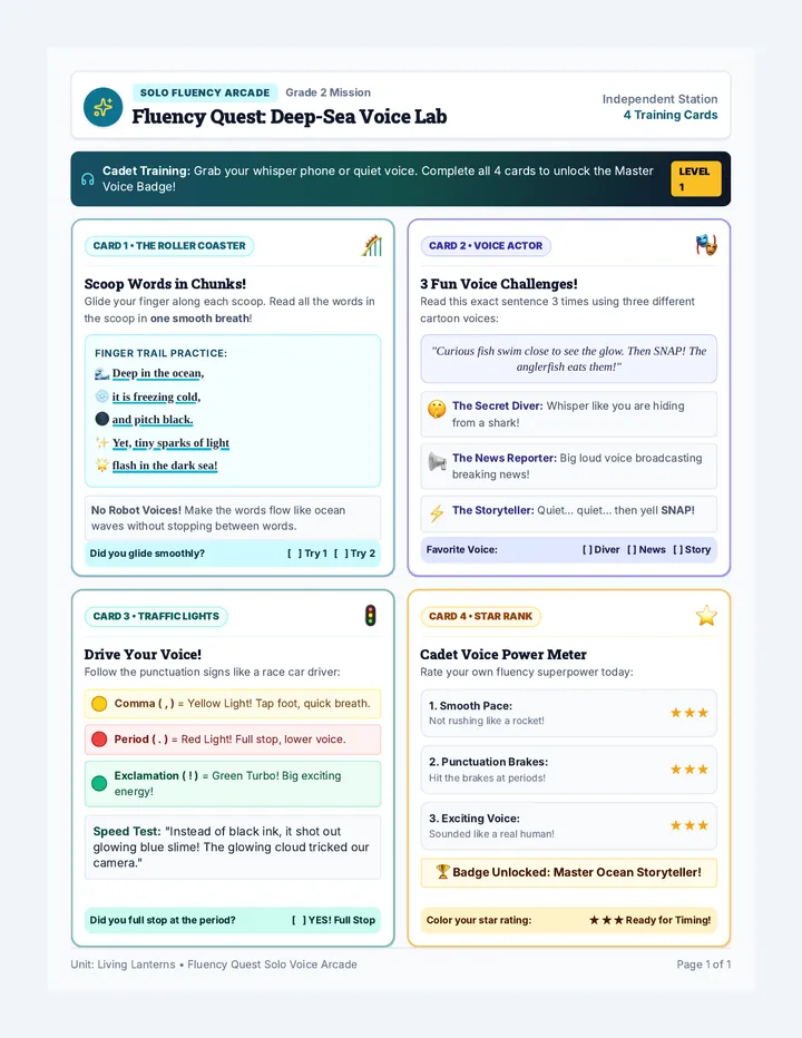 Fluency Quest Practice Cards