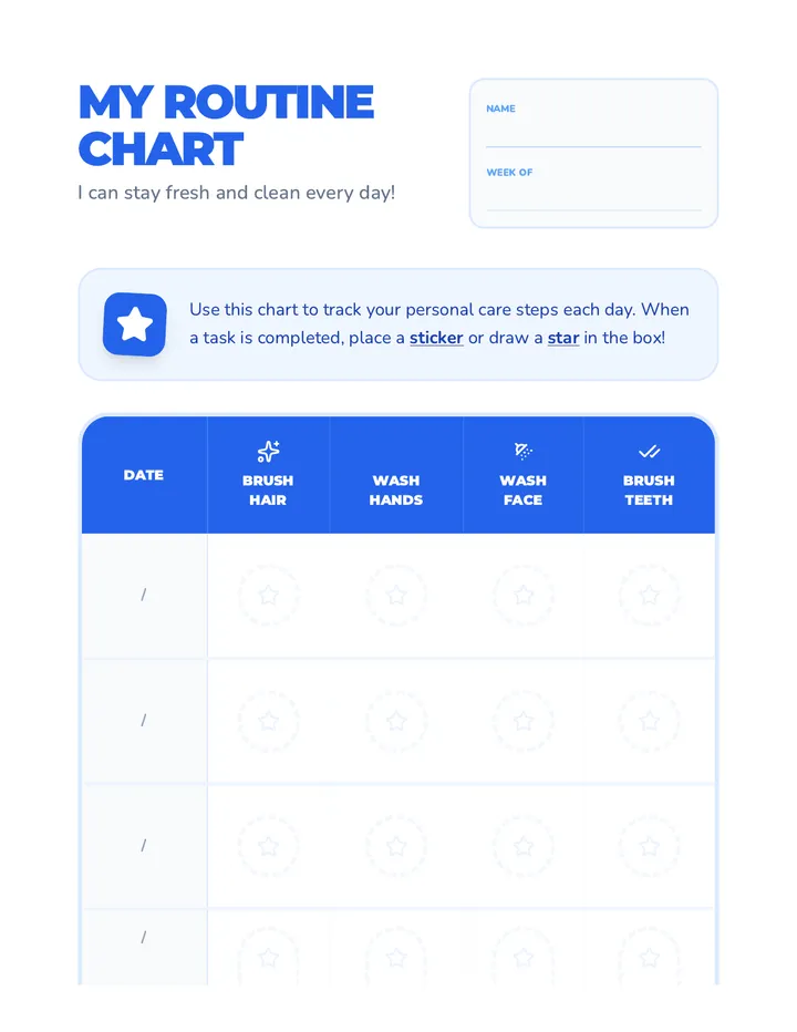 Routine Sticker Chart Activity