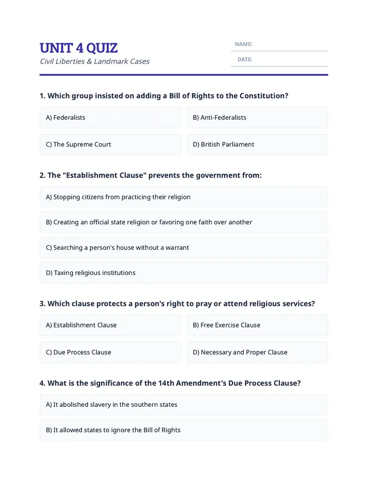 Rights Comprehension Quiz