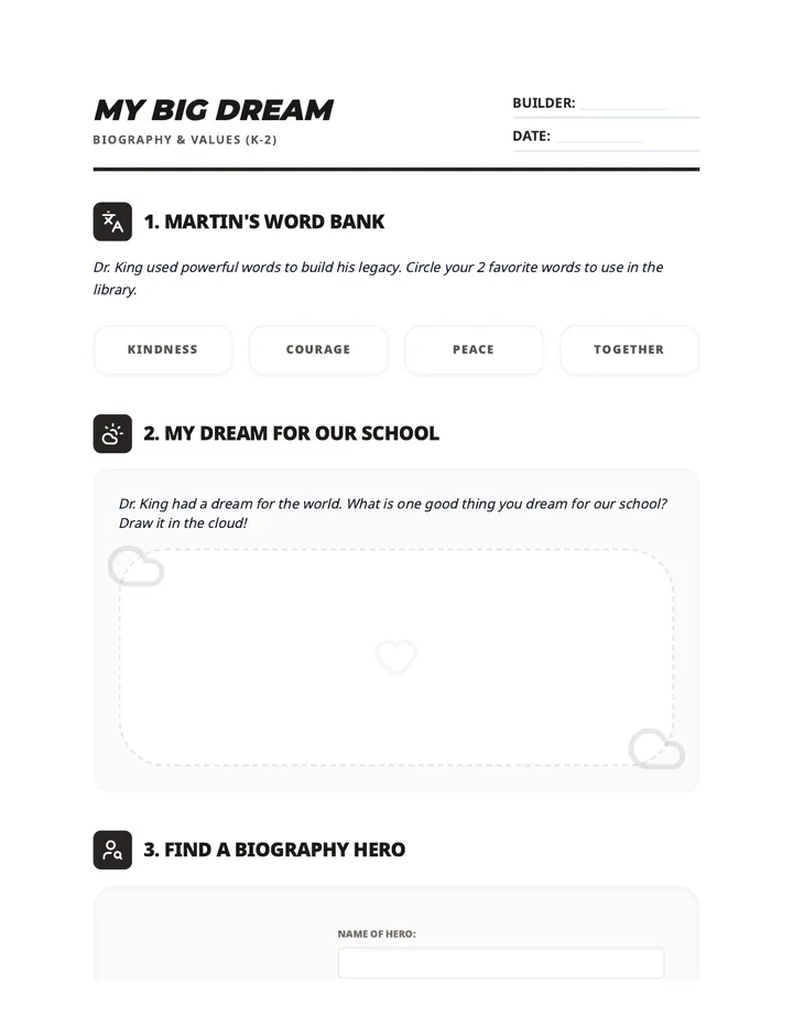 Legacy Builders K-2 Worksheet