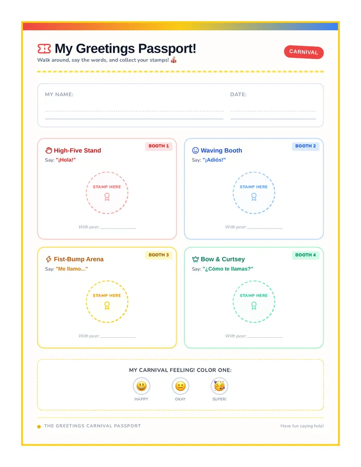 Greetings Passport Worksheet