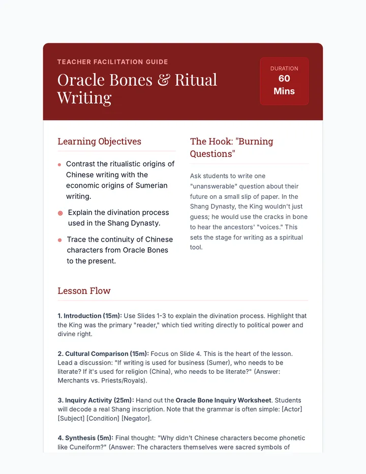 Oracle Bones Teacher Guide
