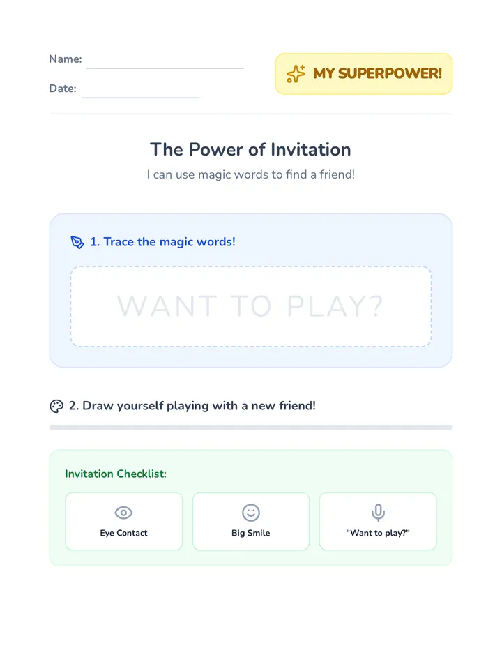 Invitation Superpower Worksheet