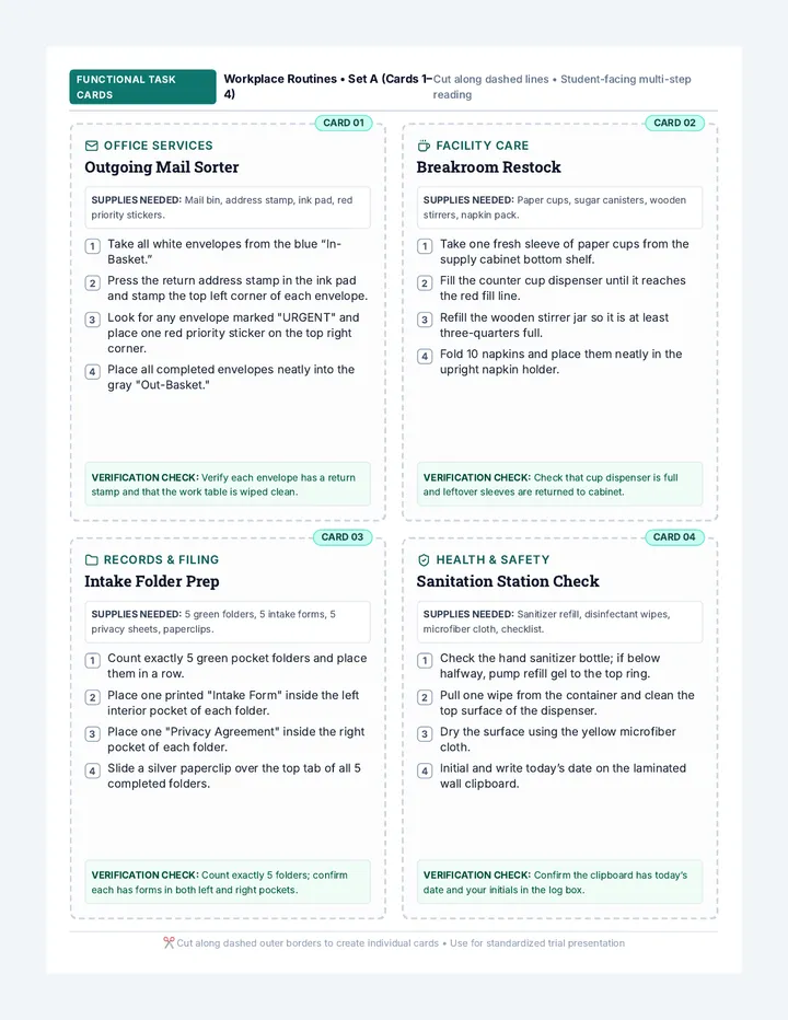 Work Routine Task Cards