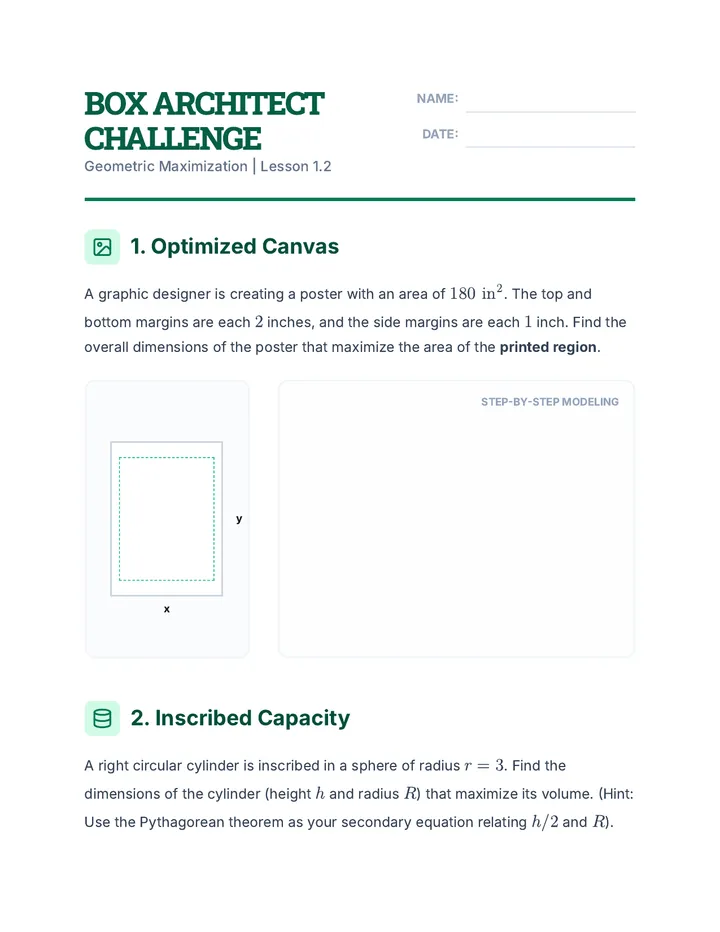 Geometric Maximization Worksheet