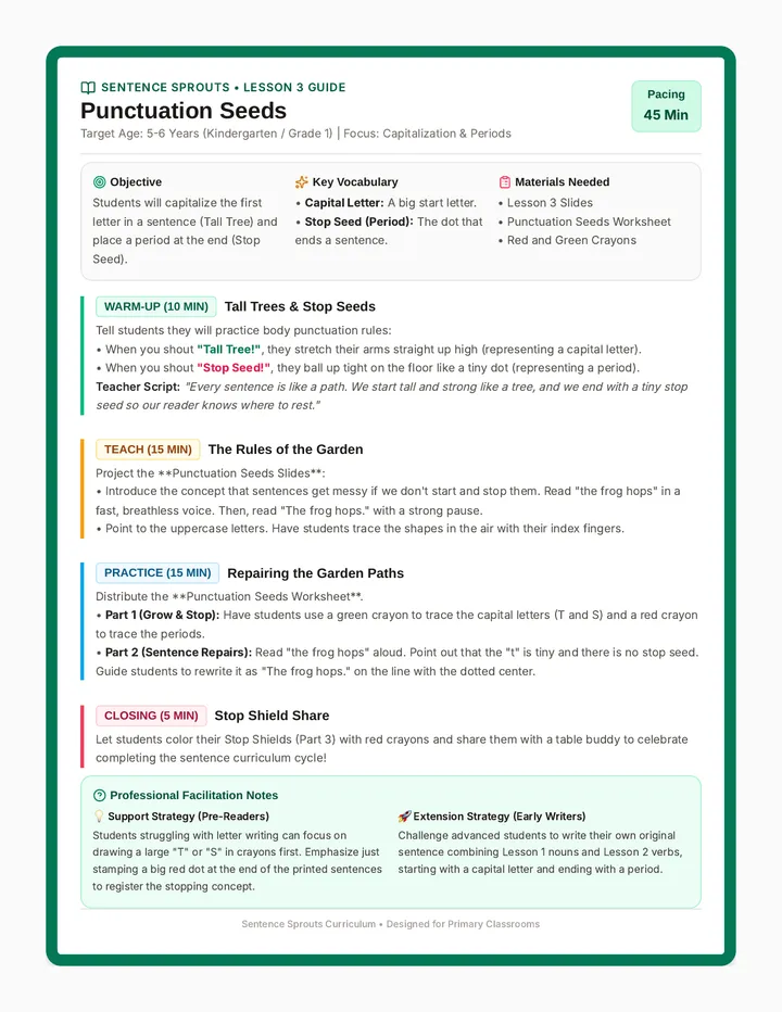 Punctuation Seeds Teacher Guide