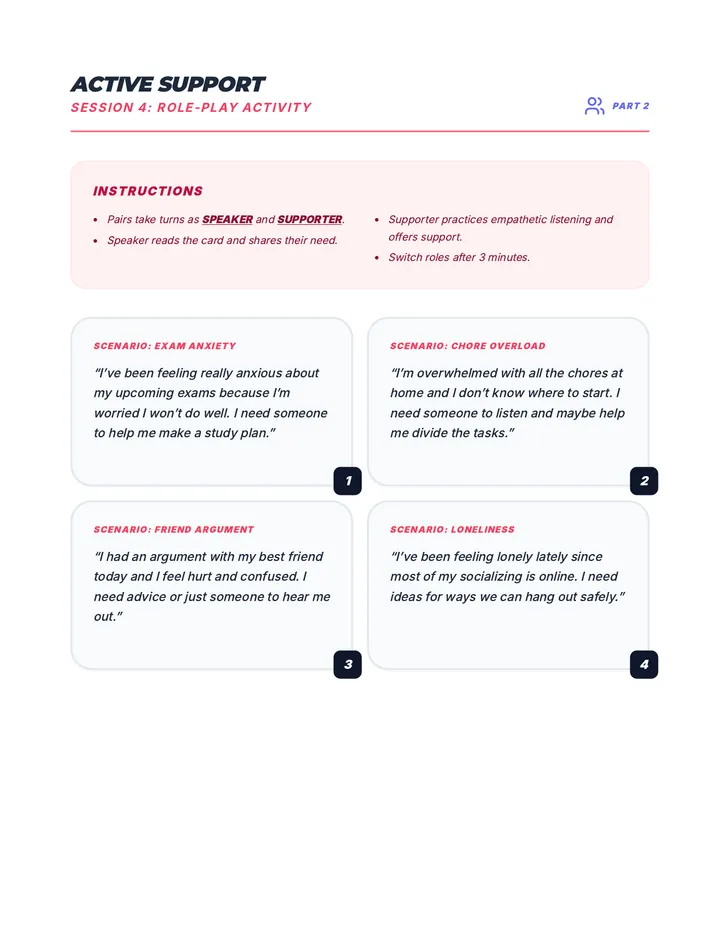 Active Support Role-Play Activity