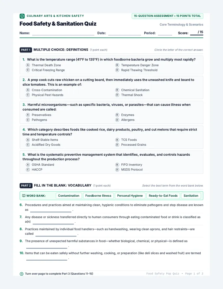 Food Safety Pop Quiz