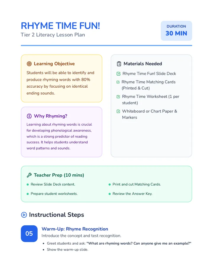 Rhyme Time Lesson Plan