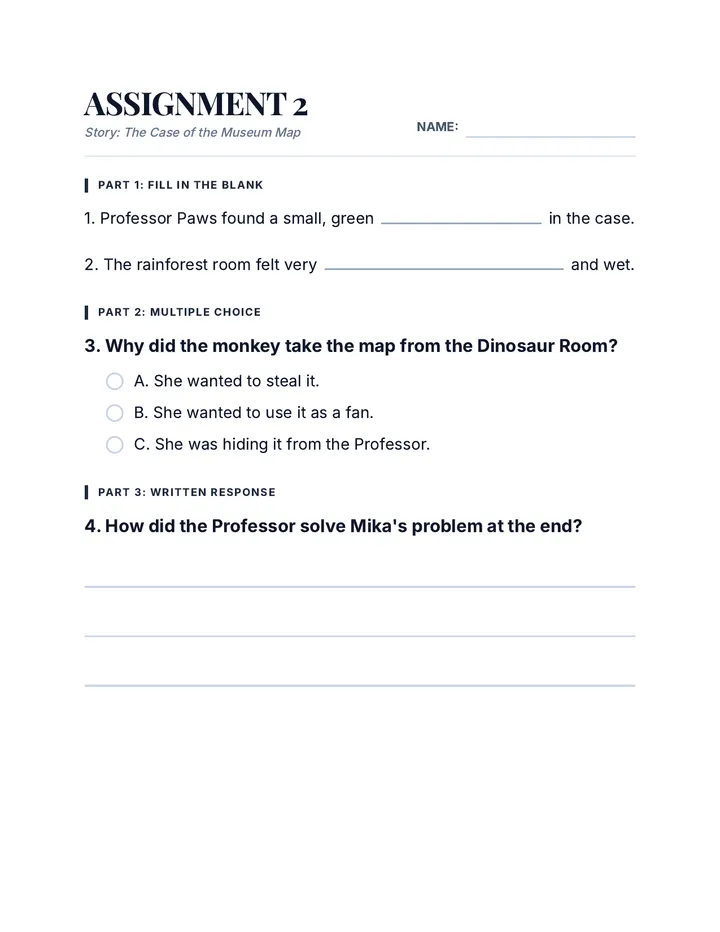 Museum Map 2 Worksheet Document