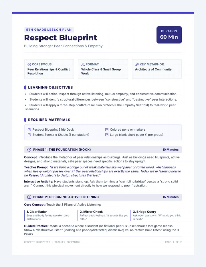 Respect Blueprint Teacher Guide