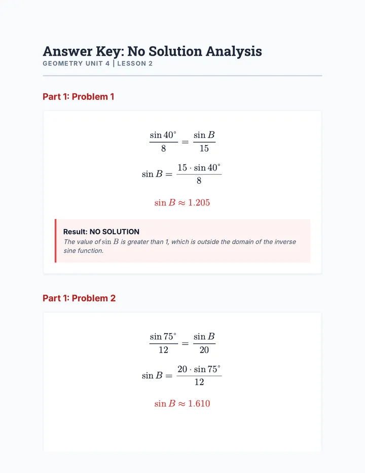 No Solution Answer Key