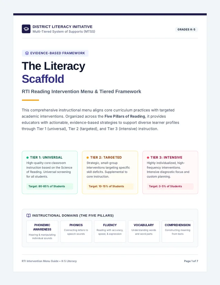 Literacy Scaffold Intervention Guide