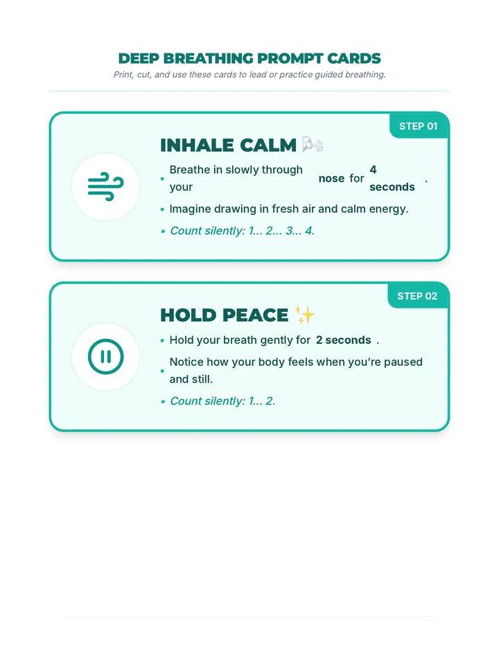 Deep Breathing Prompt Cards
