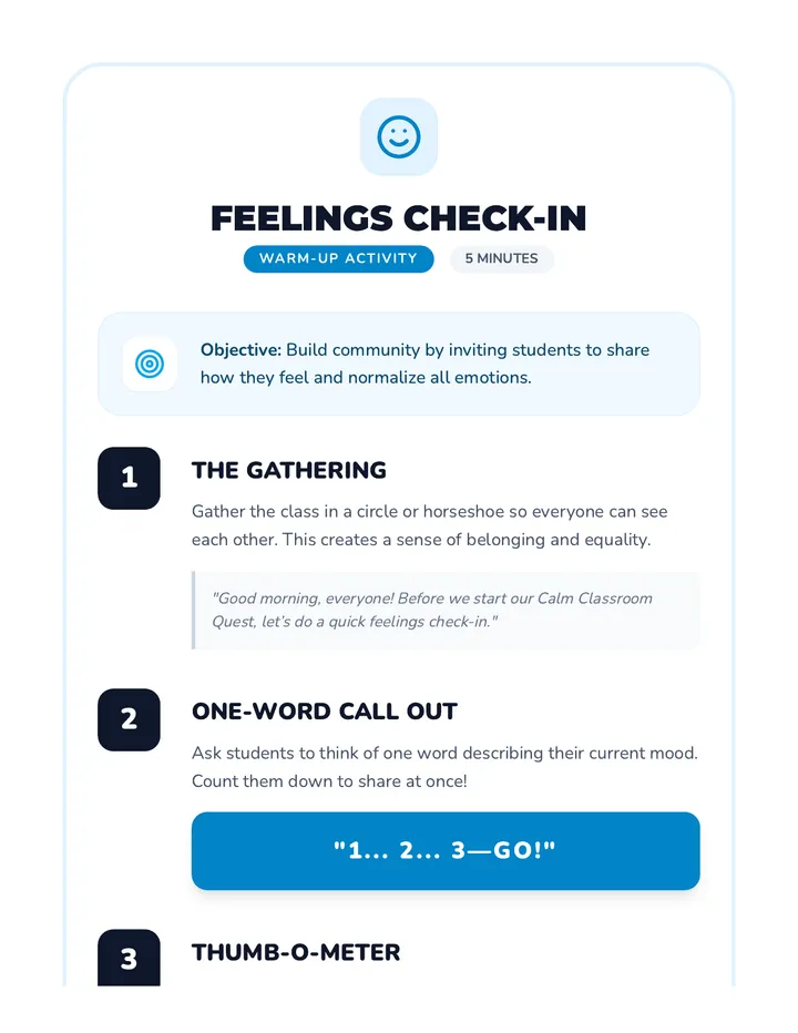 Feelings Check-In Warm-Up Guide