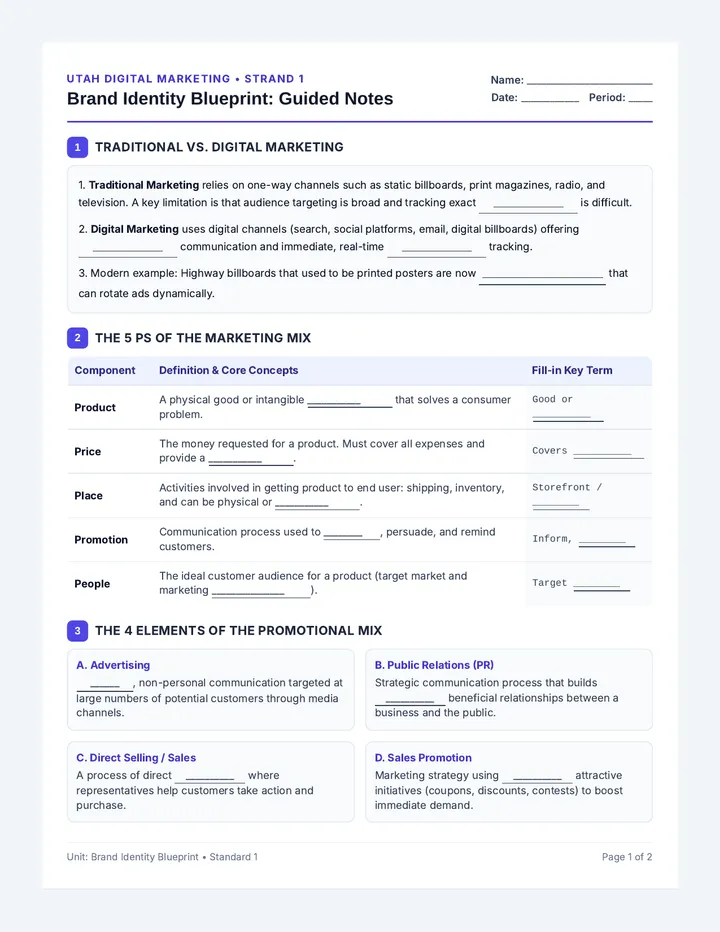 Guided Notes Handout