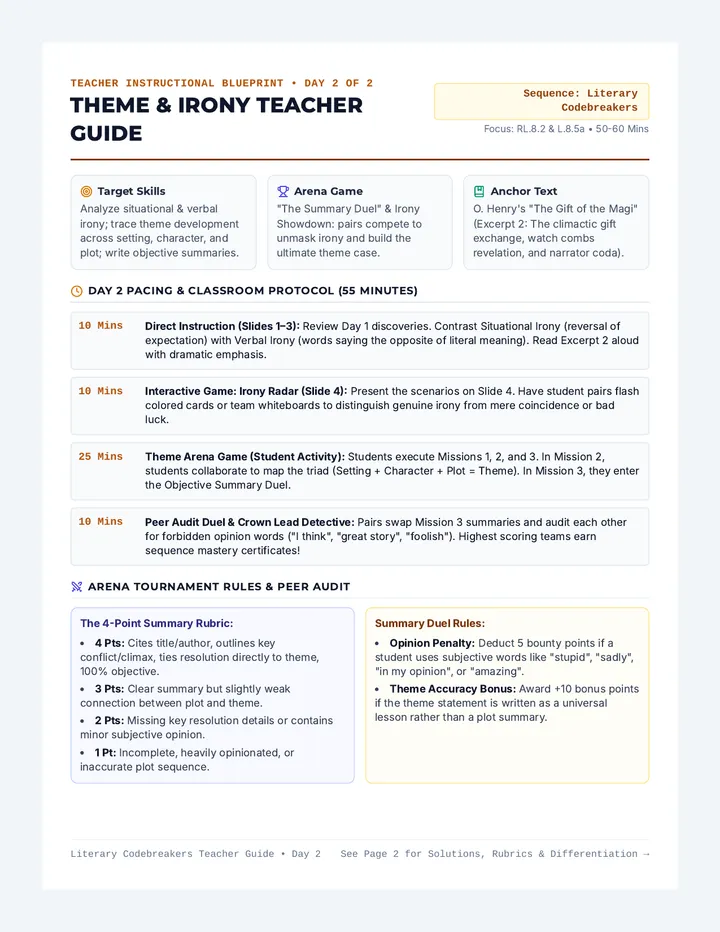 Theme and Irony Teacher Guide