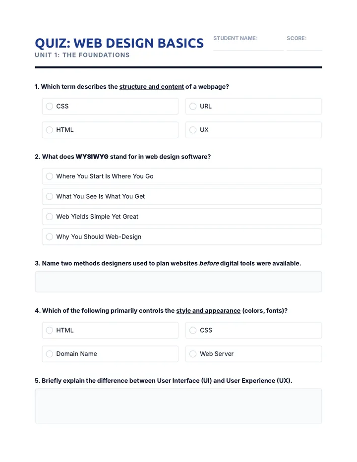 Web Design Quiz