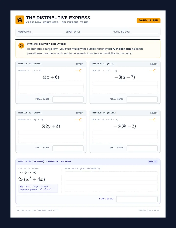 Distributive Express Worksheet