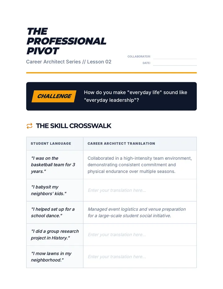 Skills Crosswalk Worksheet