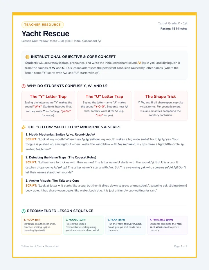 Yacht Rescue Teacher Guide