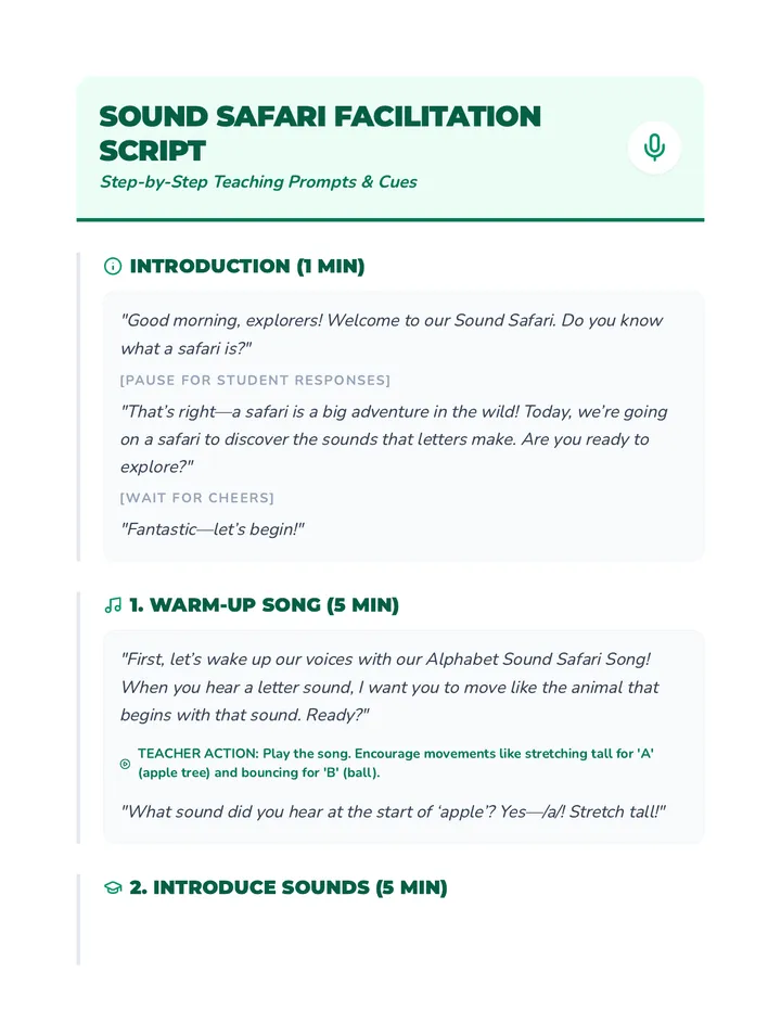 Sound Safari Teacher Script