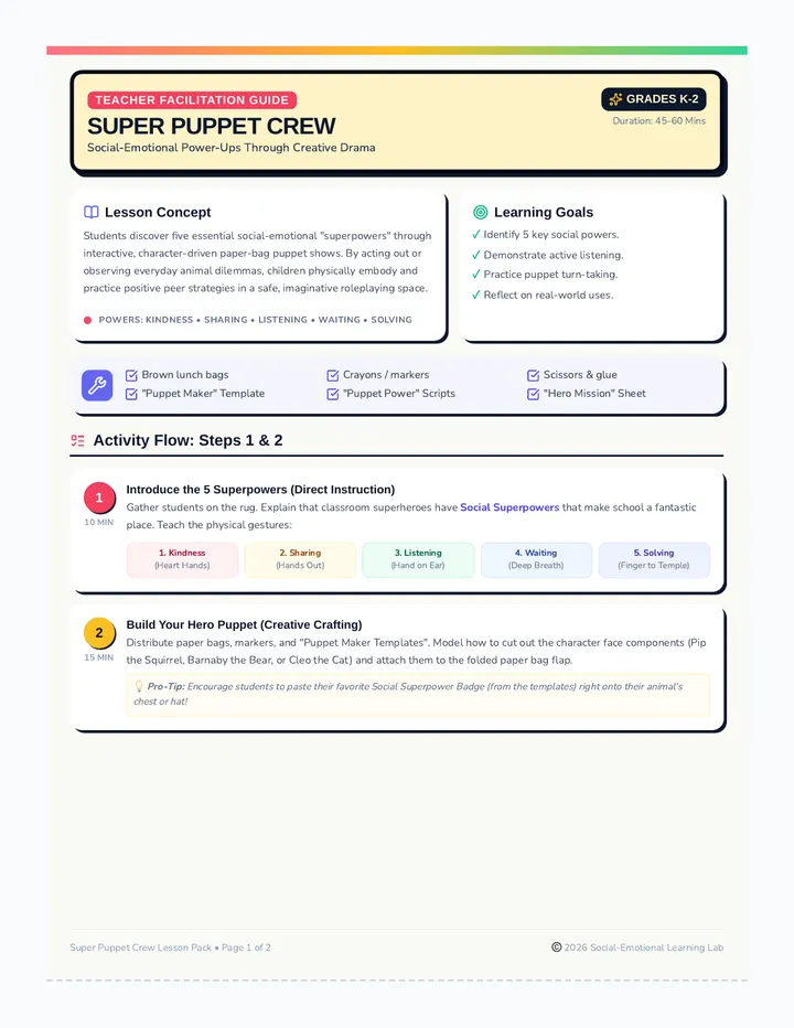 Super Puppet Teacher Guide