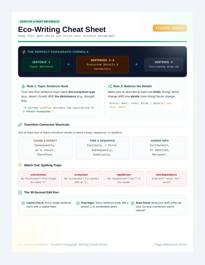 Eco Writing Cheat Sheet