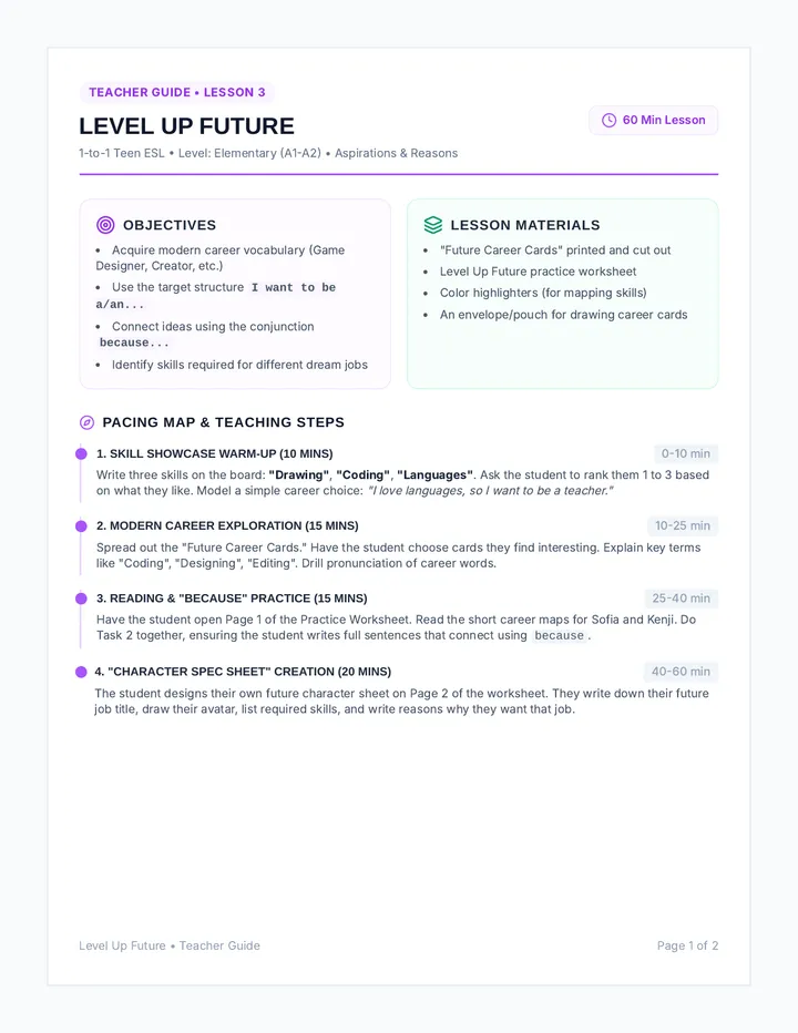 Level Up Future Teacher Guide