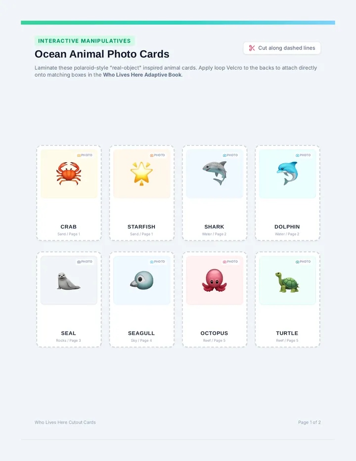 Ocean Live Cutout Cards