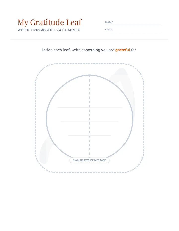 Gratitude Leaf Template