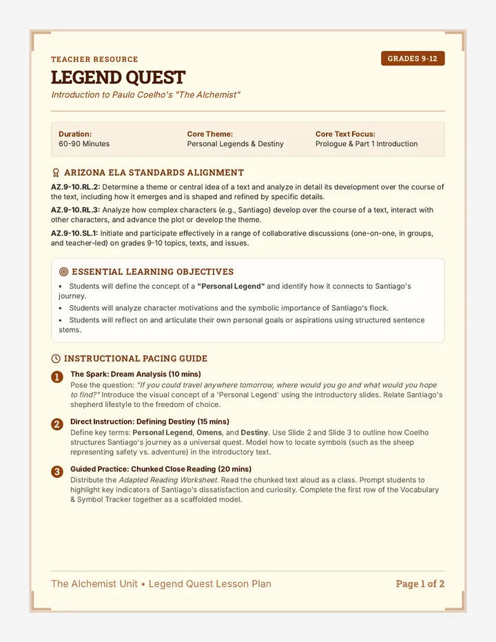 Legend Quest Teacher Guide