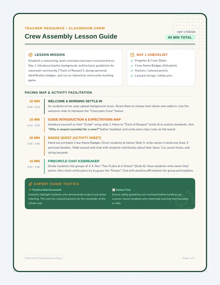 Crew Assembly Teacher Guide