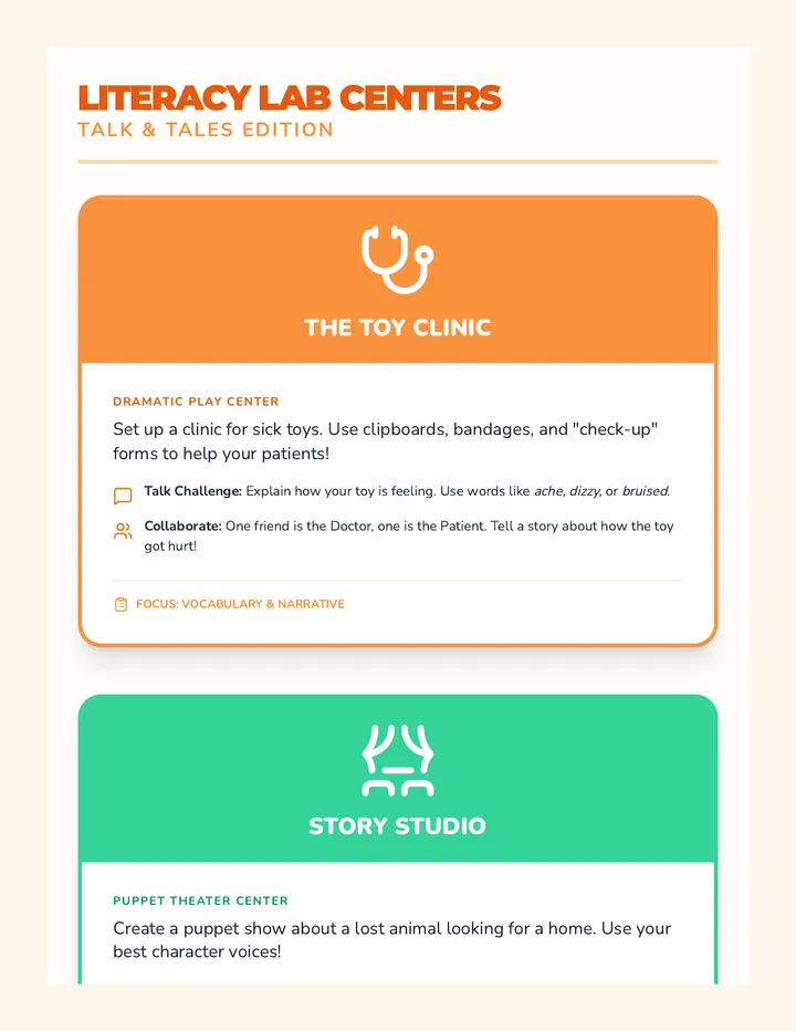 Oral Language Center Cards