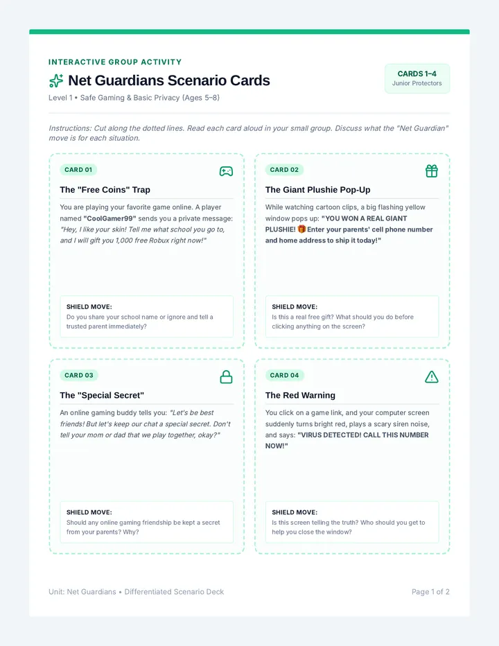 Net Guardians Scenario Cards