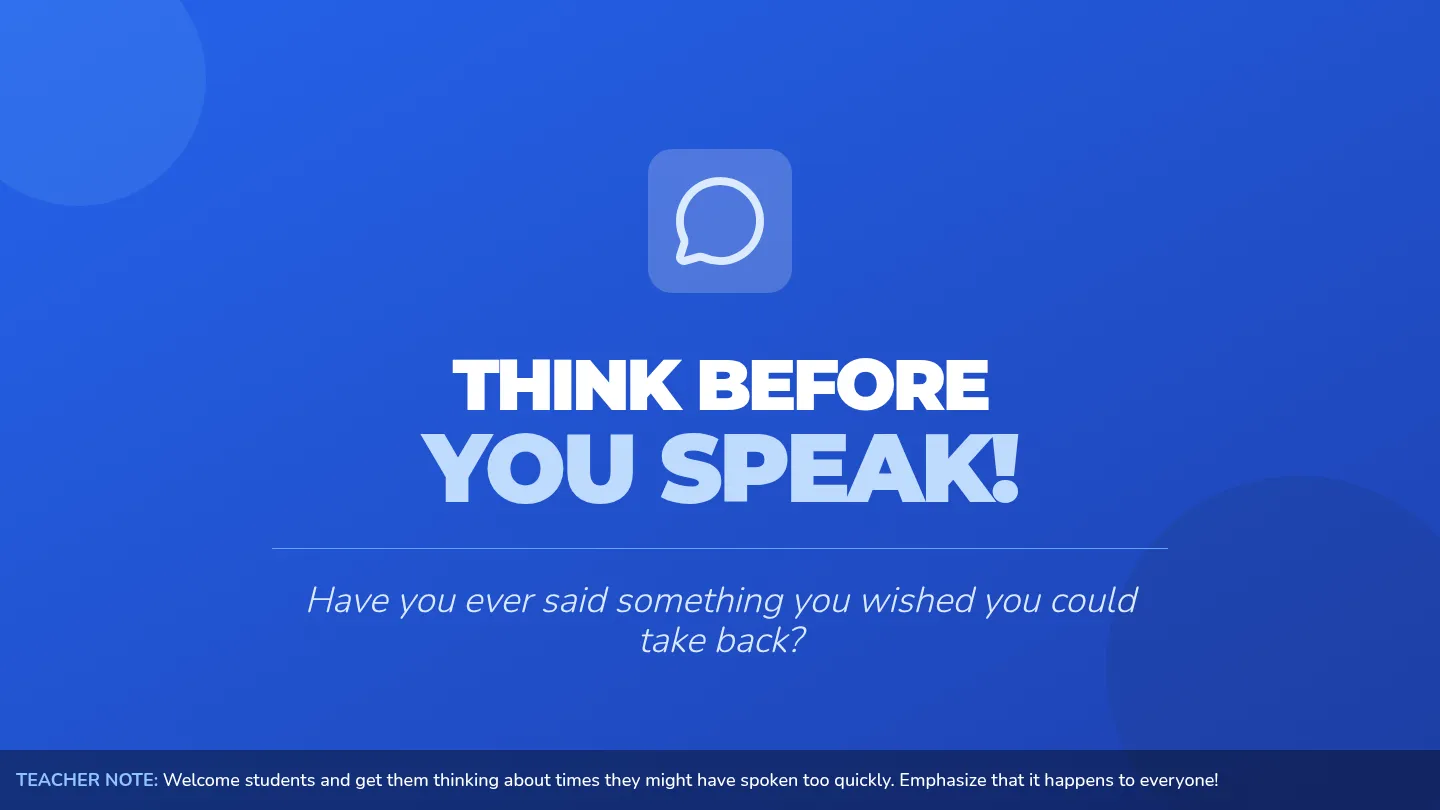 Think Before You Speak Slide Deck Presentation