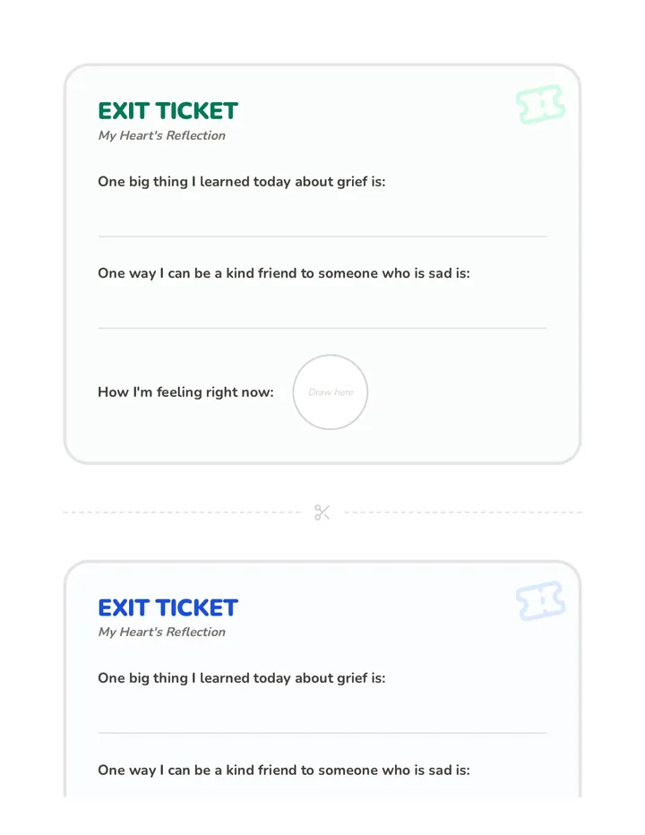 Grief Reflection Exit Ticket