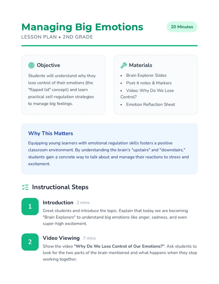 Big Emotions Lesson Plan