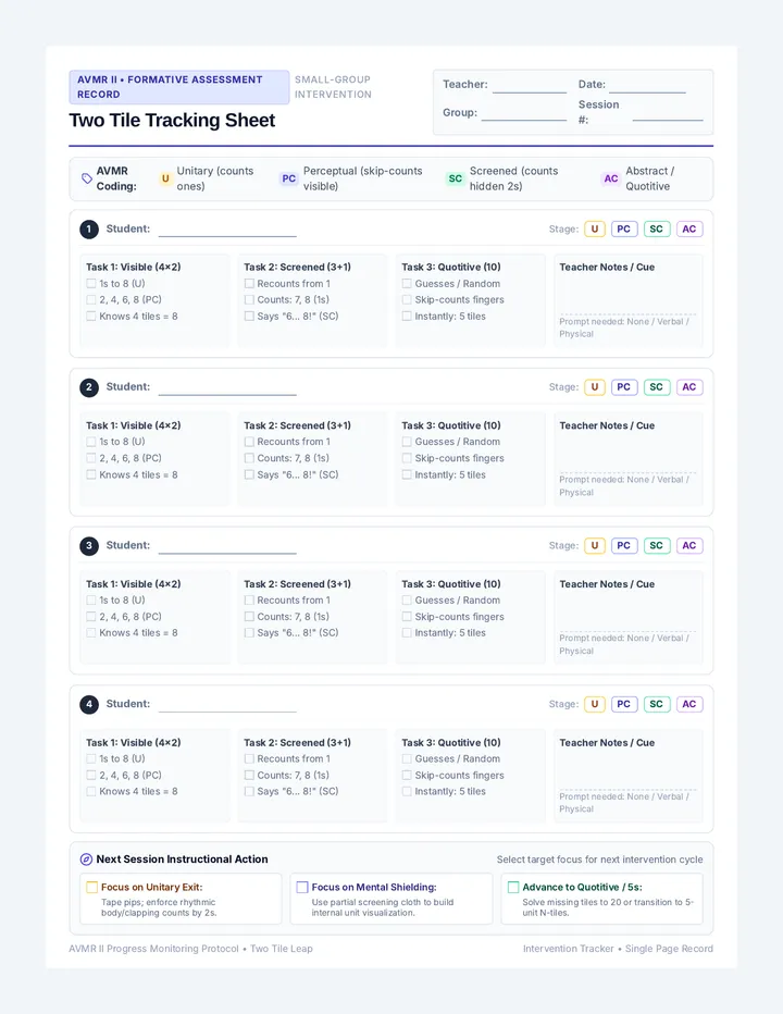Two Tile Tracking Sheet