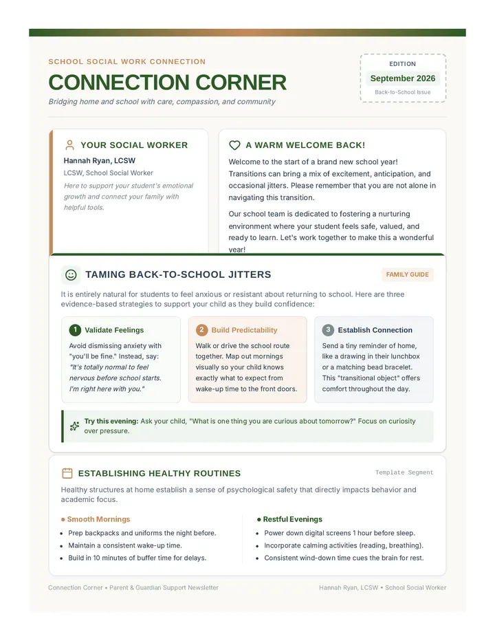 Connection Corner Newsletter Template