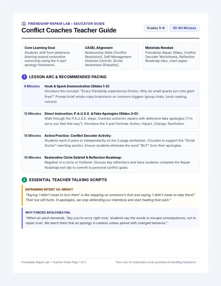 Conflict Coaches Teacher Guide