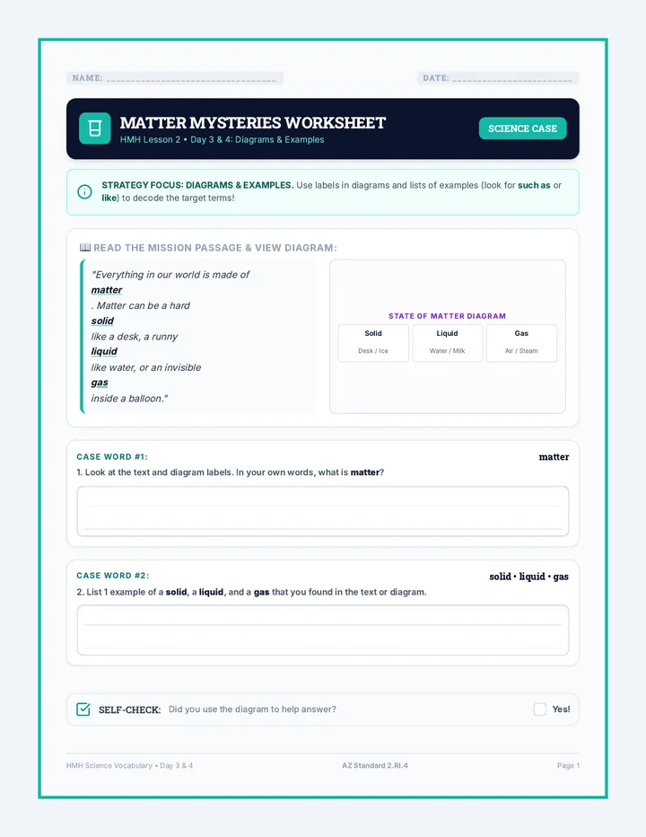 Matter Mysteries Worksheet