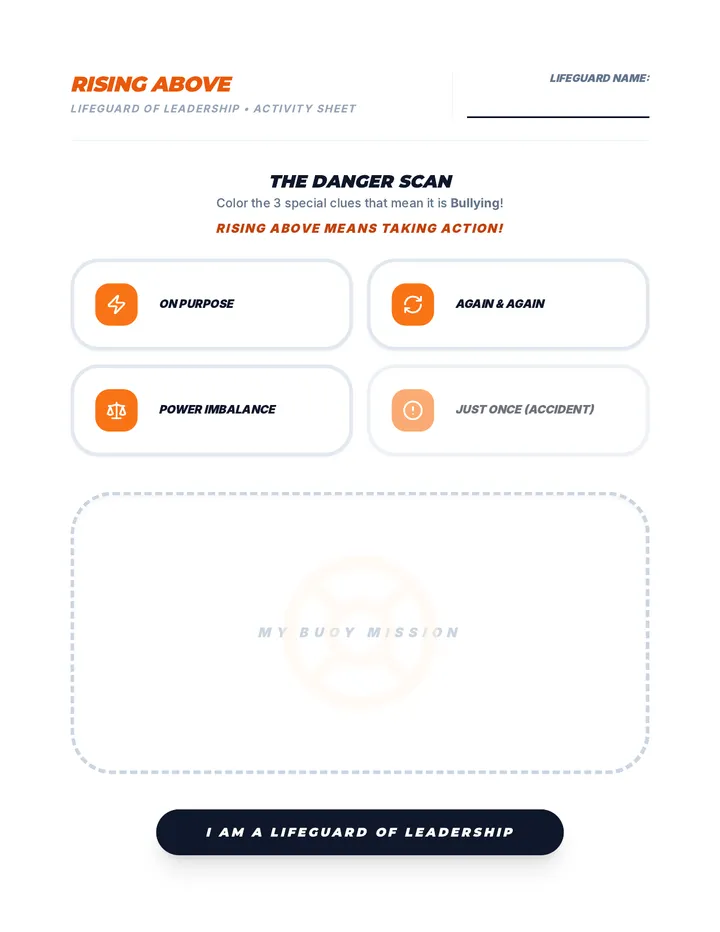Rising Above Lifeguard Activity Sheet