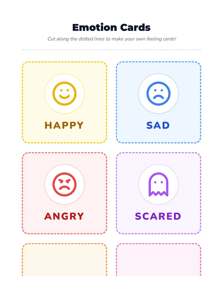 Emotion Cards Worksheet