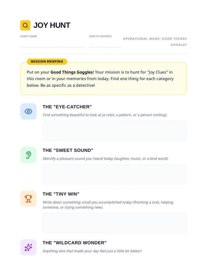 Joy Hunt Activity Sheet