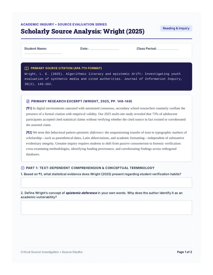 Wright Study Worksheet