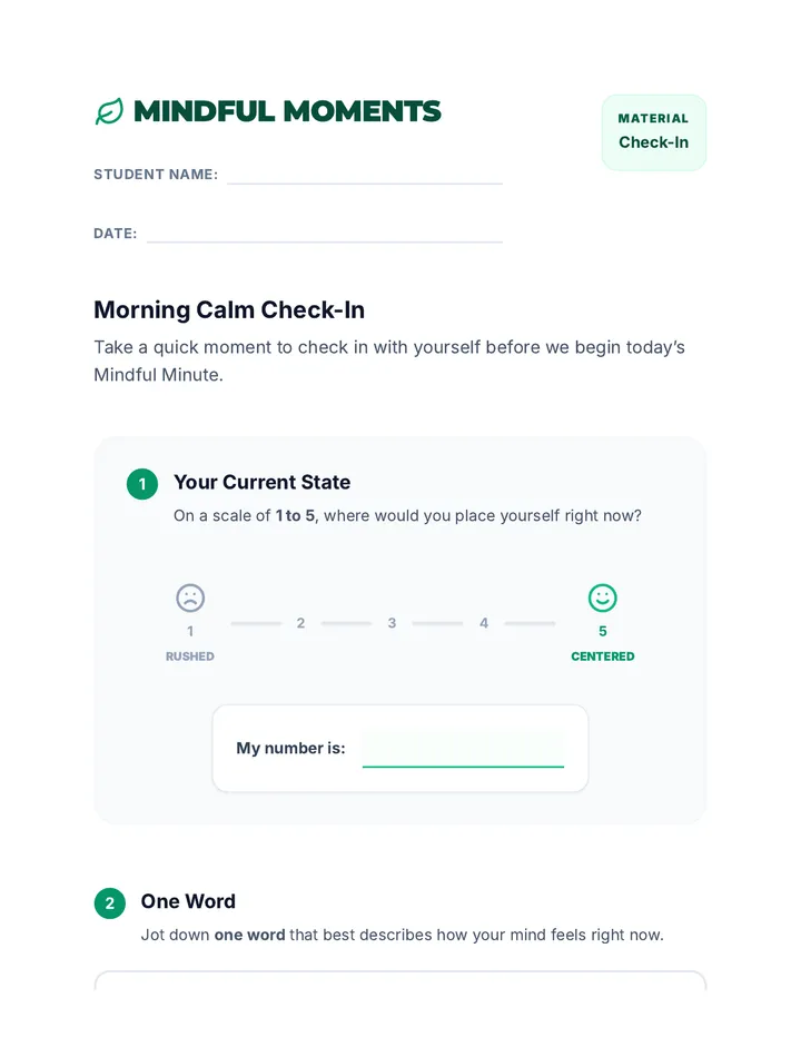 Morning Calm Check-In Warmup